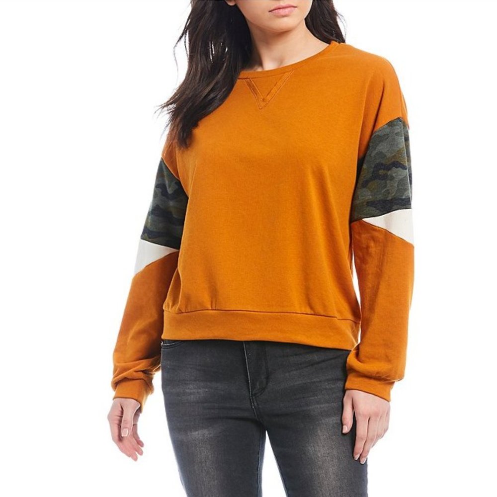 NWT - EYESHADOW - Camo Colorblock Sleeve Pullover